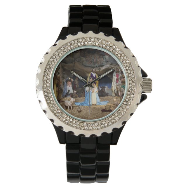 Antiek kerstfeestscène horloge (Voorkant)