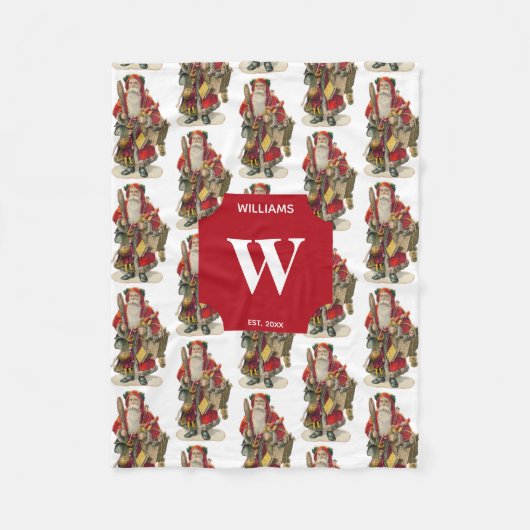 Antiek kerstkerstkerstkerstkerstman Fleece Deken (Voorkant)