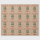 Antiek kerstkerstkerstman - Aangepaste naam Kraft Cadeaupapier (Vlak)