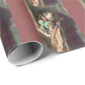 Antiek Kerstman en meisje Cadeaupapier (Rol Hoek)