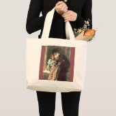 Antiek Kerstman en meisje Grote Tote Bag (Voorkant (product))