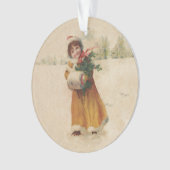 Antiek Kerstmis Meisje Winter Kind Ornament (voorkant)
