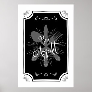 Antiek Keukenbord - Bon Appetit Poster