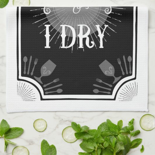 Antiek Keukenbord - U was en ik droog Theedoek (Gevouwen)