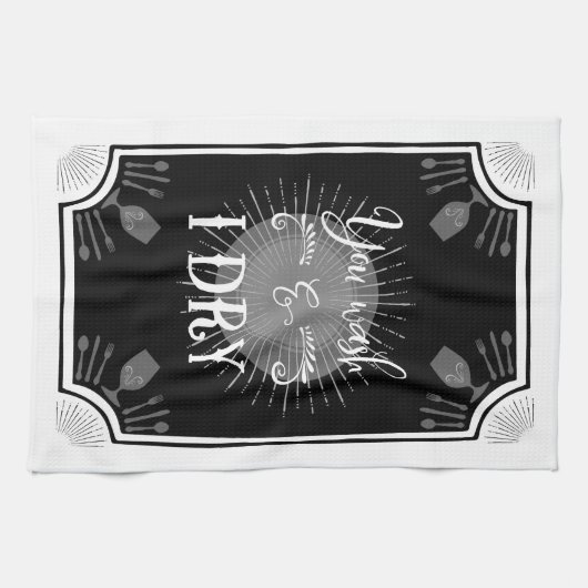 Antiek Keukenbord - U was en ik droog Theedoek (Horizontaal)