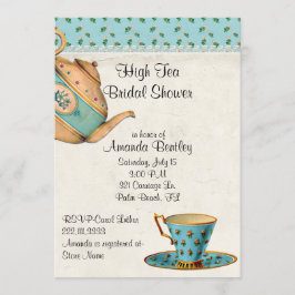 Antiek Kijk Vrijgezellenfeest Tea Party Uitnodigin Kaart