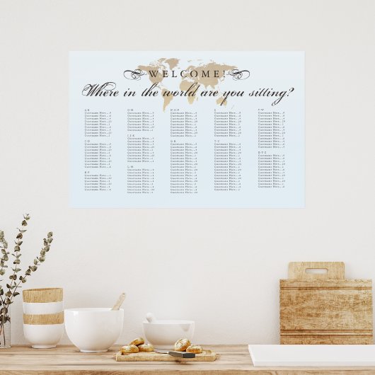 Antiek kijk waar in de World Seating Chart Poster (Keuken)