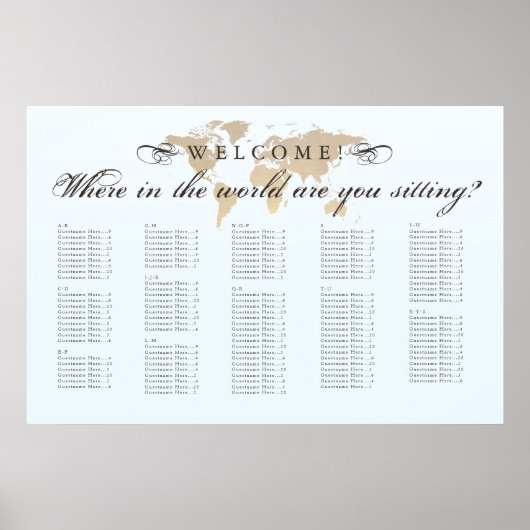 Antiek kijk waar in de World Seating Chart Poster (Voorkant)