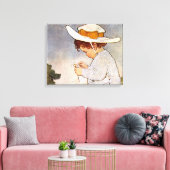 Antiek Kind plukken Daisies Flowers Canvas Afdruk (Insitu (Woonkamer))