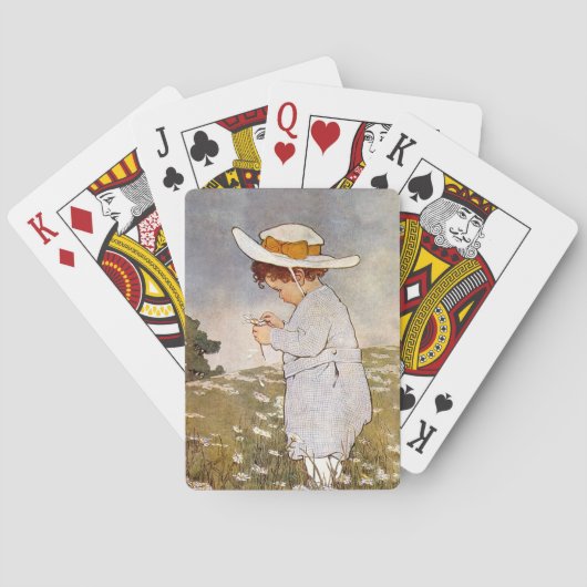 Antiek Kind plukken Daisies Flowers Speelkaarten (Achterkant)