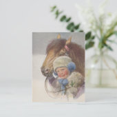 Antiek kinderen Memory Pony Horse Briefkaart (Staand voorkant)