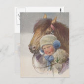 Antiek kinderen Memory Pony Horse Briefkaart (Voorkant / Achterkant)