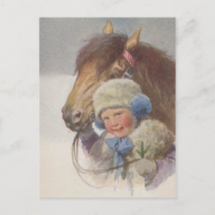 Antiek kinderen Memory Pony Horse Briefkaart