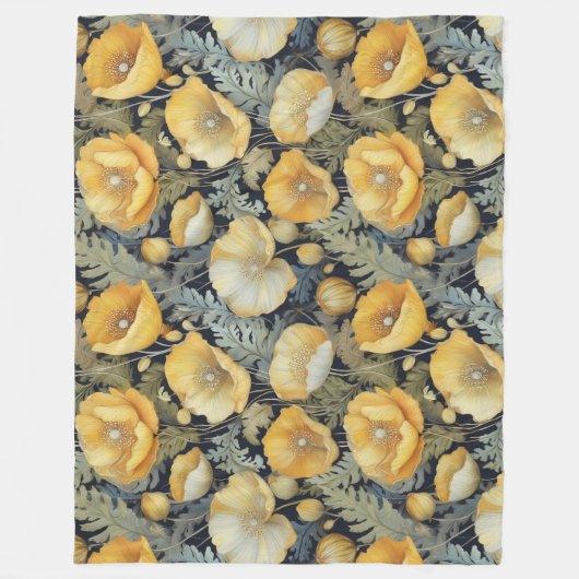 Antiek klaprozenpatroon fleece deken (Voorkant)