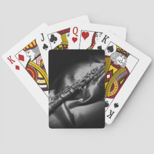 Antiek klarinet stilleven, B&W Speelkaarten
