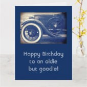 Antiek Klassieke Kars Blue Birthday Big Card Kaart (Gele Bloem)