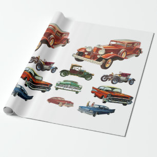 Antiek Klassieke Vintage-auto's Transportkunst Cadeaupapier