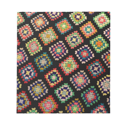Antiek kleurrijk Granny Squares Classic Pattern Notitieblok (Voorkant)
