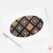 Antiek kleurrijk Granny Squares Classic Pattern Ovale Sticker (Envelop)