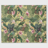 Antiek kleurrijk parrots Tropisch Oerwoud Patroon Cadeaupapier (Vlak)