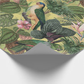 Antiek kleurrijk parrots Tropisch Oerwoud Patroon Cadeaupapier (Hoek)