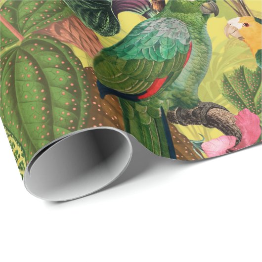 Antiek kleurrijk parrots Tropisch Oerwoud Patroon  Cadeaupapier (Rol Hoek)