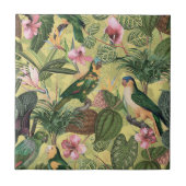 Antiek kleurrijk parrots Tropisch Oerwoud Patroon Tegeltje (Voorkant)