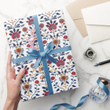 Antiek Kleurrijke Indische Bloemen Motief Patroon