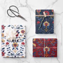 Antiek Kleurrijke Indische Bloemen Motief Patroon