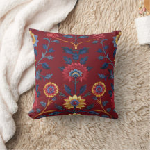 Antiek Kleurrijke Indische Bloemen Motief Patroon