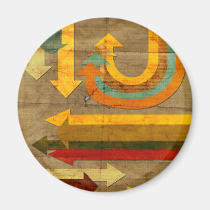 Antiek kleurrijke pijlen vormen oud papier magneet