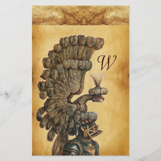 ANTIEK KNIGHT HELMET MET ELGF-parchment Briefpapier (Voorkant)