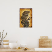 ANTIEK KNIGHT HELMET MET ELGF-parchment Poster (Keuken)