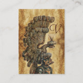 ANTIEK KNIGHT HELMET MET ELGF WINGS PARCHMENT VISITEKAARTJE (Achterkant)