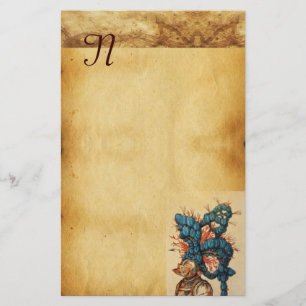 ANTIEK KNIGHT HELMET MET RODE BLAUWE VEREN BRIEFPAPIER