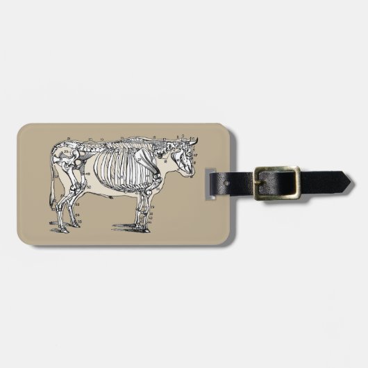 Antiek Koe Skeleton Botten Fun Bagagelabel (Voorkant horizontaal)