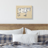 Antiek Koe Skeleton Botten Fun Canvas Afdruk (Insitu (Slaapkamer))