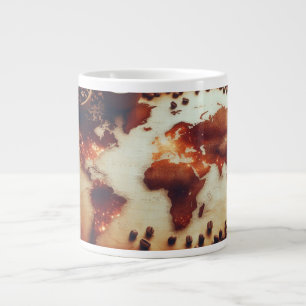 Antiek koffie Wereldkaart Mok