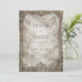 Antiek kompas betoverd bos bruiloft kaart (Staand voorkant)