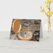 Antiek kompas op een kaart Wenskaarten (Gele Bloem)