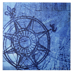 Antiek kompas roos tegeltje