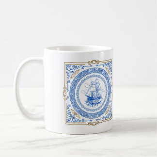  antiek koninklijk blauw schip decoratief aan de g koffiemok