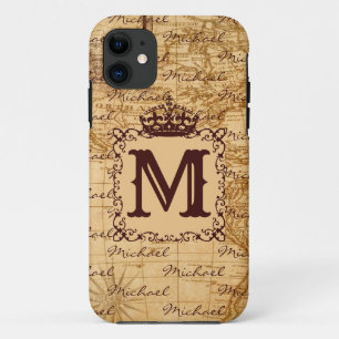 antiek koninklijke koning wereldkaart rustië iPhone 11 hoesje