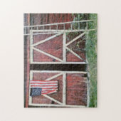 Antiek koorddeuren met vlag en boomgaard legpuzzel (Verticaal)