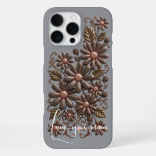 Antiek Koperen Bloem ClipArt - Vintage 3D Brons iPhone 16 Pro Max Hoesje