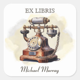 Antiek koperen telefoonboekplaat vierkante sticker