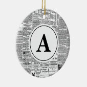  Antiek krant Monogram Keramisch Ornament (Rechts)