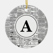  Antiek krant Monogram Keramisch Ornament (Voorkant)