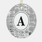 Antiek krant Monogram Keramisch Ornament (Links)