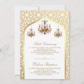 Antiek kroonluchter crème gouden moslim bruiloft kaart (Achterkant)